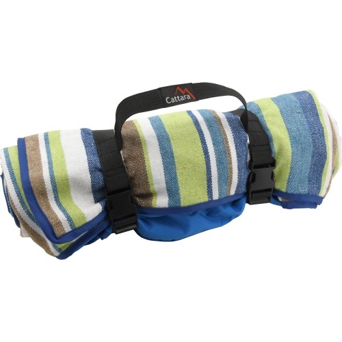 Koc piknikowy Cattara Spring niebieski w paski 150x150 cm