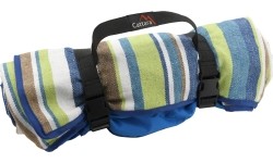 Koc piknikowy Cattara Spring niebieski w paski 150x150 cm