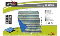 Koc piknikowy Cattara Spring niebieski w paski 150x150 cm