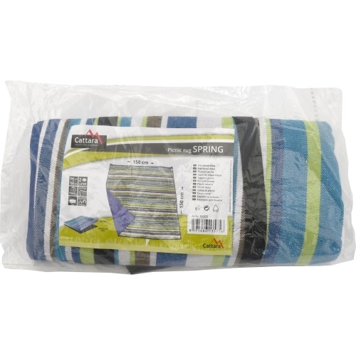 Koc piknikowy Cattara Spring niebieski w paski 150x150 cm