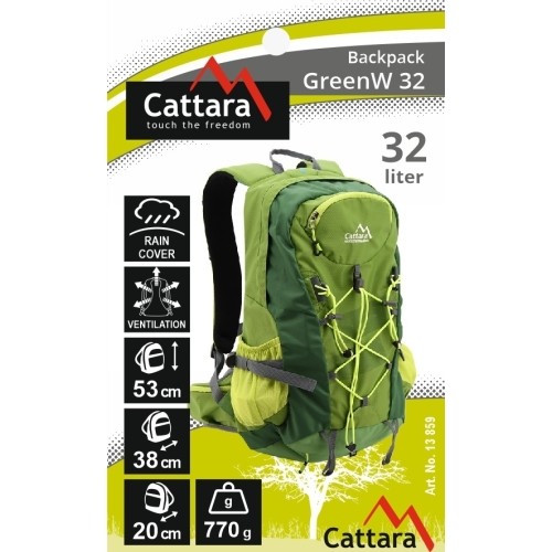 Plecak turystyczny podróżny wycieczkowy uniwersalny Cattara GreenW - 32 l