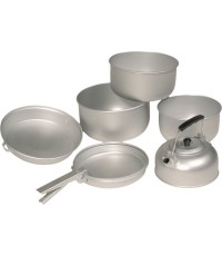 Aluminiowy zestaw naczyń Mil-Tec (3 garnki, patelnia, czajnik)