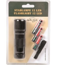 Czarna latarka 12 LED (3AAA)