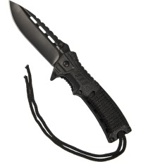 CZARNY JEDNORĘCZNY NÓŻ PARACORD Z PODPAŁKĄ