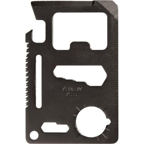 BLACK SURVIVAL TOOL CARD WITH POUCH