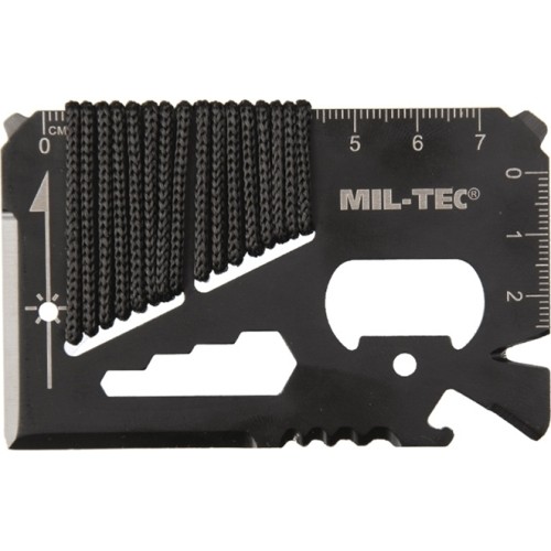 BLACK SURVIVAL TOOL CARD PARACORD WITH CASE