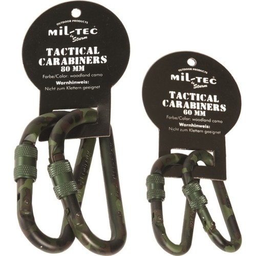 WOODLAND 80MM TACTICAL CARABINER (PAIR)
