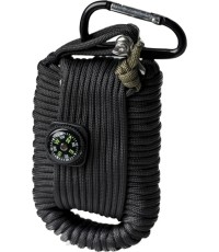 Czarny zestaw survivalowy z linką paracord, duży