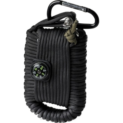 Czarny zestaw survivalowy z linką paracord, duży