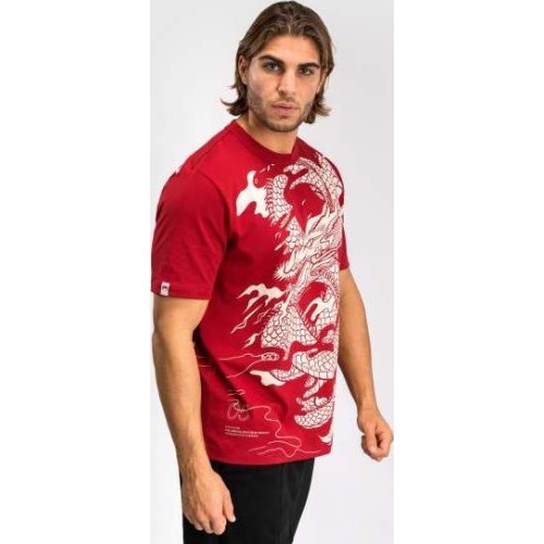 Koszulka męska Venum Dragon's Flight - wiśniowa czerwień/kremowa biel