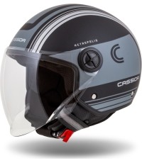 Kask motocyklowy Cassida Handy Metropolis Vision matowy czarny/szary/odblaskowy szary