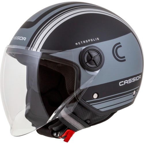 Kask motocyklowy Cassida Handy Metropolis Vision matowy czarny/szary/szary odblaskowy