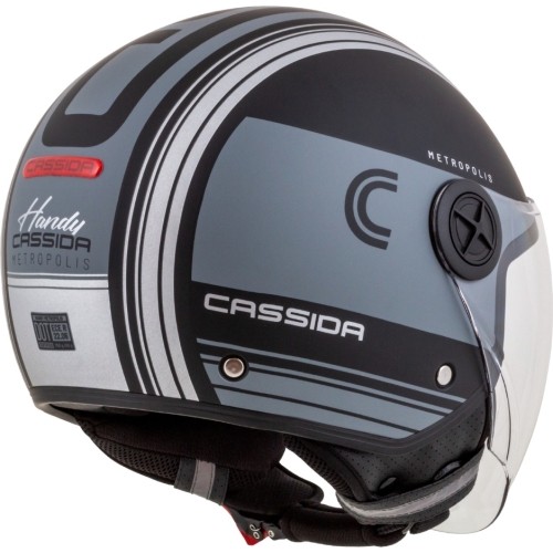 Kask motocyklowy Cassida Handy Metropolis Vision matowy czarny/szary/szary odblaskowy