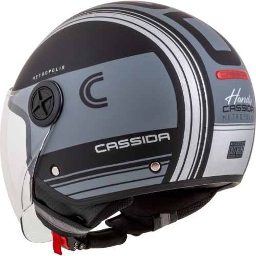 Kask motocyklowy Cassida Handy Metropolis Vision matowy czarny/szary/szary odblaskowy