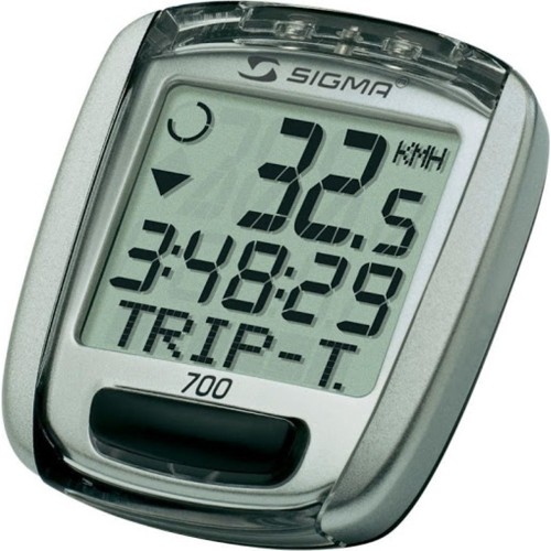 Licznik rowerowy SIGMA 700, 8 funkcji (srebrny)
