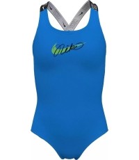 Strój kąpielowy dla dziewcząt Nike G Lgo Tape Crossback, niebieski NESSE726 458