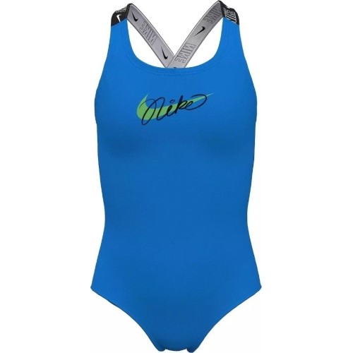 Strój kąpielowy dla dziewcząt Nike G Lgo Tape Crossback, niebieski NESSE726 458