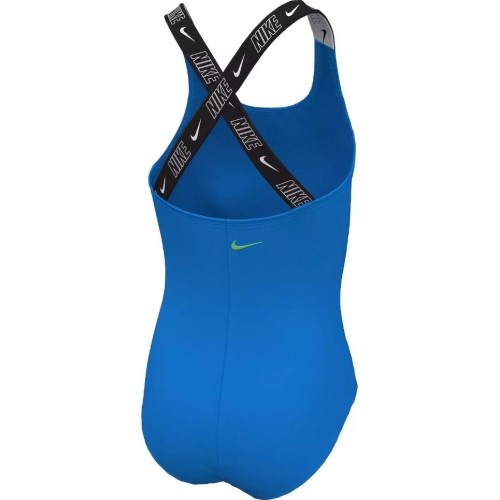 Strój kąpielowy dla dziewcząt Nike G Lgo Tape Crossback, niebieski NESSE726 458