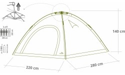 Szybko składany namiot BUDVA dla 3-4 osób 280x220x140cm PU3000mm