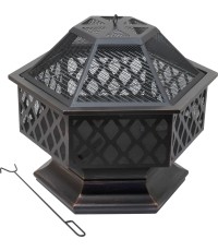 Palenisko HEXAGON w miedzianej patynie z pokrywą