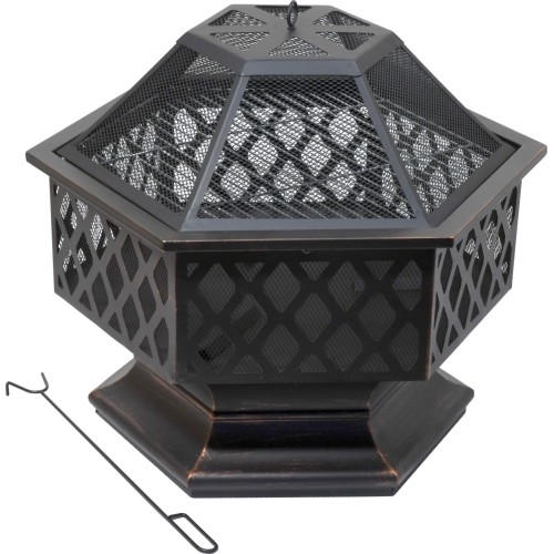Palenisko HEXAGON w miedzianej patynie z pokrywą