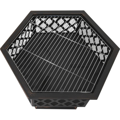Palenisko HEXAGON w miedzianej patynie z pokrywą