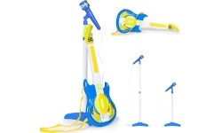 Zestaw gitara elektryczna mikrofon statyw dla dzieci mp3 - niebieska