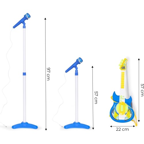 Zestaw gitara elektryczna mikrofon statyw dla dzieci mp3 - niebieska