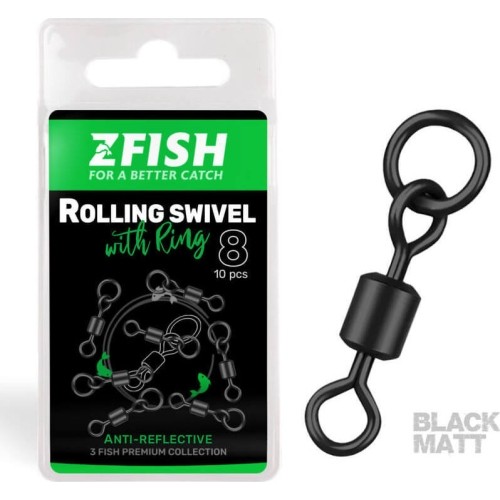 ZFISH Rolling Swivel z pierścieniem czarny mat rozmiar 8/26 kg
