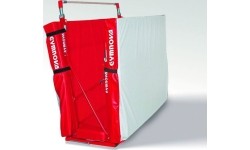 Kompaktowe poręcze asymetryczne ze składanymi stopami, wózkami transportowymi i składaną matą