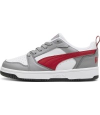 Buty młodzieżowe Puma Rebound V6 Lo Jr White Grey Red 393833 09