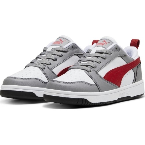 Buty młodzieżowe Puma Rebound V6 Lo Jr White Grey Red 393833 09