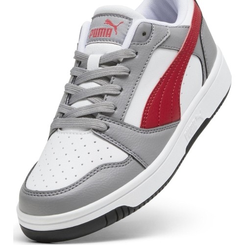 Buty młodzieżowe Puma Rebound V6 Lo Jr White Grey Red 393833 09