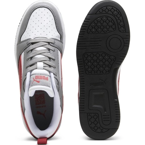 Buty młodzieżowe Puma Rebound V6 Lo Jr White Grey Red 393833 09