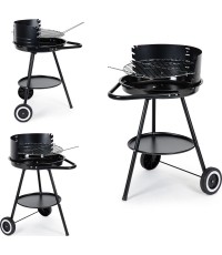 Grill ogrodowy z okrągłym rusztem i regulowaną wysokością rusztu