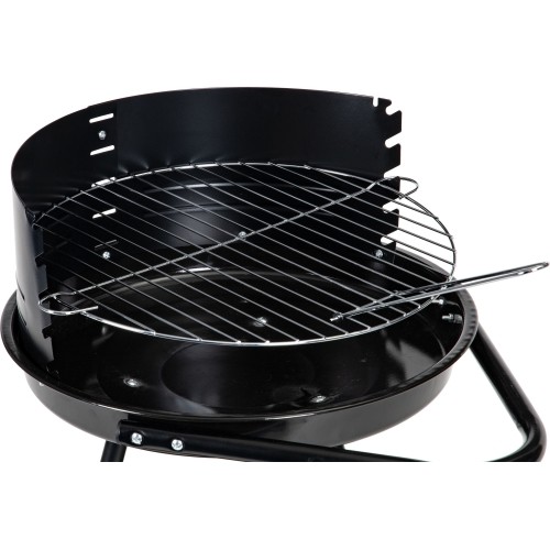 Grill ogrodowy z okrągłym rusztem i regulowaną wysokością rusztu