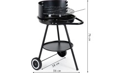 Grill ogrodowy z okrągłym rusztem i regulowaną wysokością rusztu