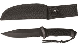 BLACK COMBAT KNIFE WITH RUBBER HANDLE
