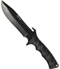 BLACK G10 COMBAT KNIFE WITH NYLON SHEATH