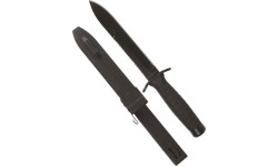 BLACK COMBAT KNIFE WITH SAW AND SCABBARD