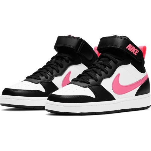 Buty młodzieżowe Nike Court Borough Mid 2 White Black Pink CD7782 005