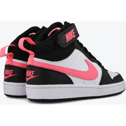 Buty młodzieżowe Nike Court Borough Mid 2 White Black Pink CD7782 005