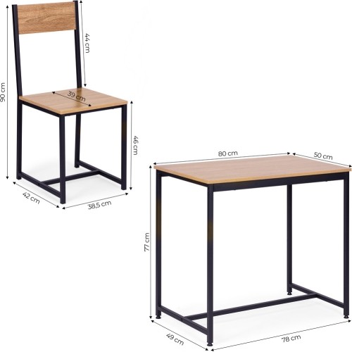 Zestaw komplet mebli stolik 2 krzesła metal MDF