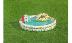 Basen dmuchany z kołem i piłkami, zestaw 3 w 1, 122x20 cm, Bestway