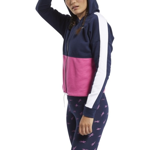 Bluza damska Reebok Te Linear Logo Ft F Blue Pink FU2205