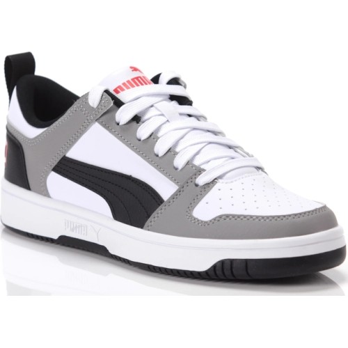 Buty dziecięce Puma Rebound Layup Lo SL Jr White Black Grey 370490 20