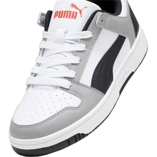 Buty dziecięce Puma Rebound Layup Lo SL Jr White Black Grey 370490 20