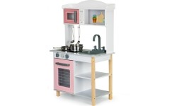 Drewniana kuchnia dla dzieci + metalowe akcesoria Ecotoys