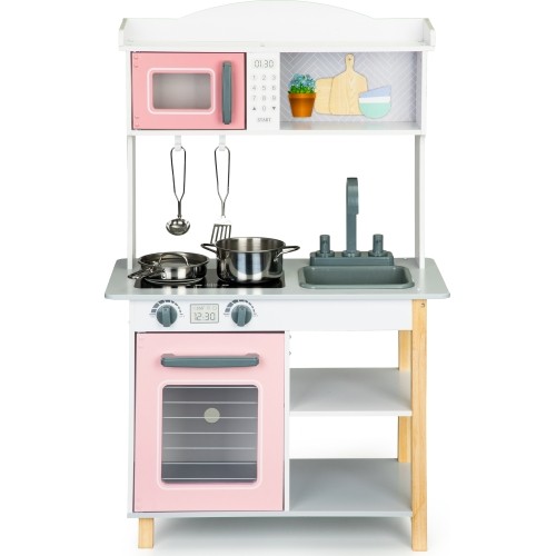 Drewniana kuchnia dla dzieci + metalowe akcesoria Ecotoys