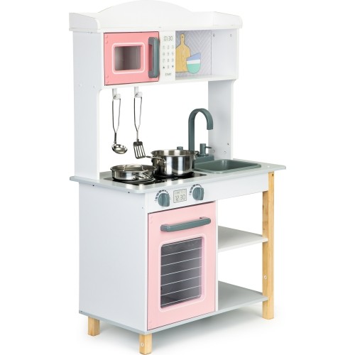 Drewniana kuchnia dla dzieci + metalowe akcesoria Ecotoys